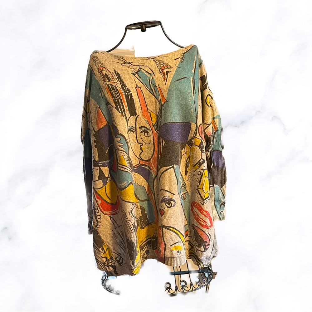 XIKOI WOOL OVERSIZED SWEATER WARM LONG PULLOVER DRESSES FASHION PRINT